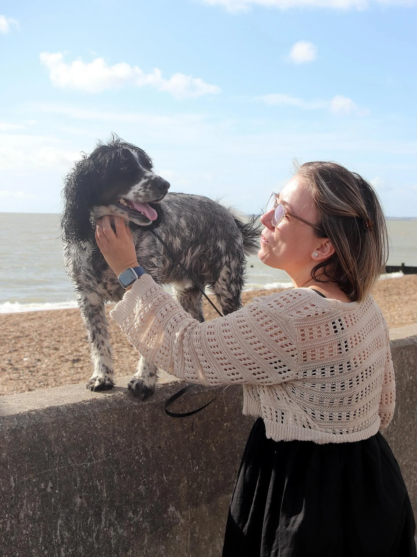 Heartwarming owner and pet beach moment